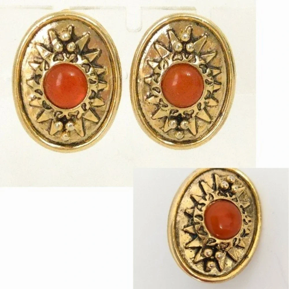Vintage Gold & Silver Rope Cable Hoop Clip Earrings (Set‎ of 3)